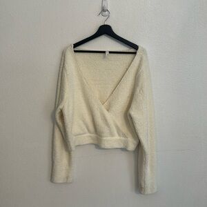 Anthropologie Cream V-Neck Sweater Top